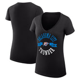 Oklahoma City Thunder G-III 4Her by Carl Banks Women's Super-Slim Fit Lightweight Large City Logo V-Neck T-Shirt - Black for sale