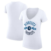 Minnesota Timberwolves G-III 4Her by Carl Banks Women's Super-Slim Fit Lightweight Large City Logo V-Neck T-Shirt - White for sale