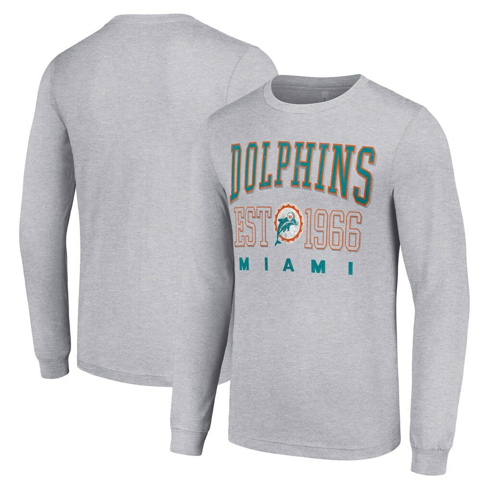 Miami Dolphins Starter Throwback Logo Long Sleeve T-Shirt - Heather Gray outlet