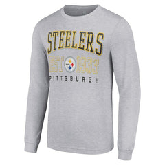 Pittsburgh Steelers Starter Throwback Logo Long Sleeve T-Shirt - Heather Gray for sale