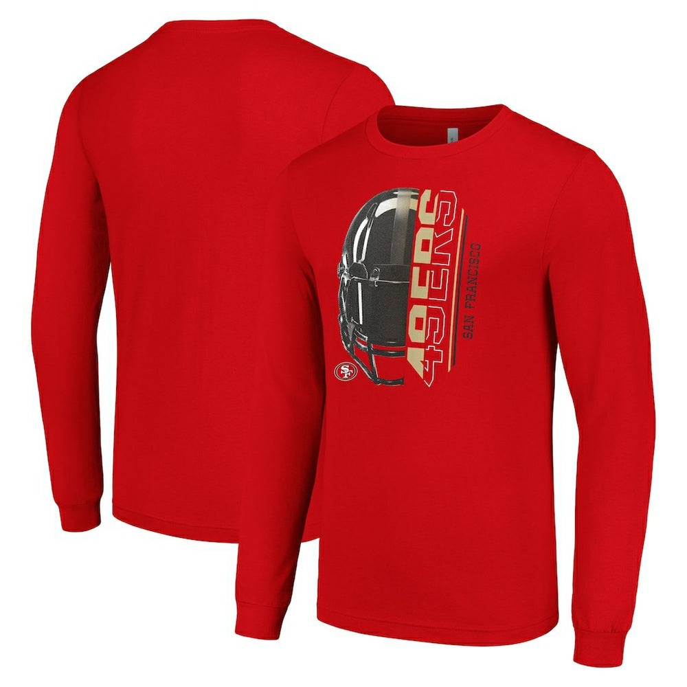 San Francisco 49ers Starter Half Helmet Logo Long Sleeve T-Shirt - Scarlet discount