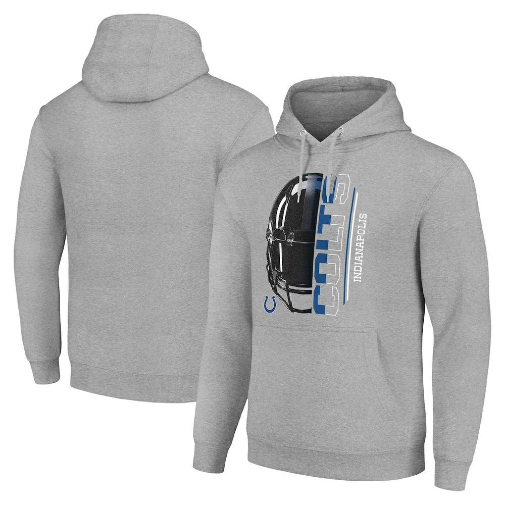 Indianapolis Colts Starter Unisex Half Helmet Logo Pullover Hoodie - Heather Gray for sale