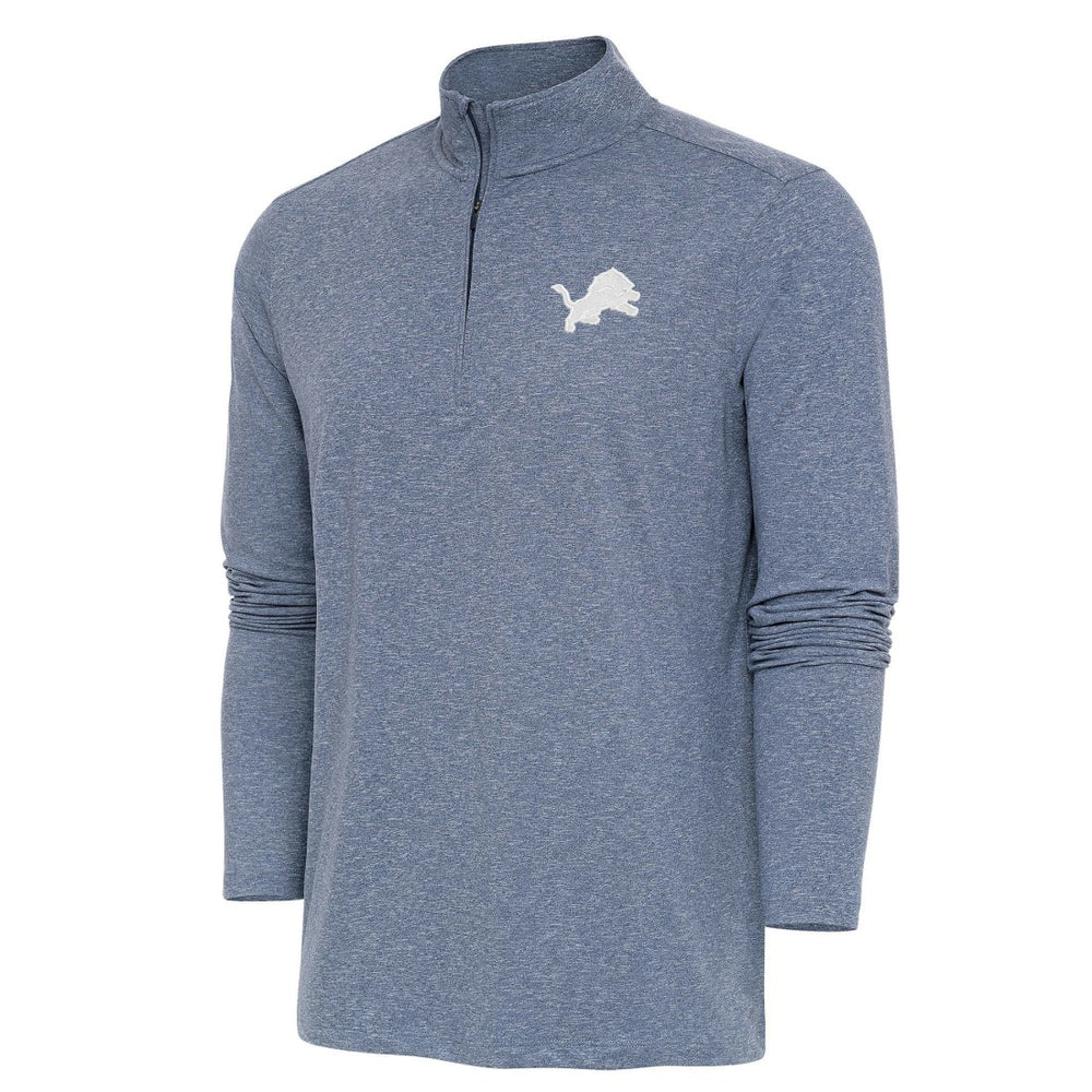 Detroit Lions Antigua Hunk Quarter-Zip Pullover Top - Heather Navy outlet