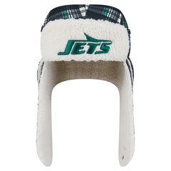 New York Jets New Era Sideline Plaid Sherpa Trapper Hat - Black for sale