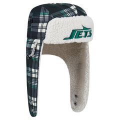 New York Jets New Era Sideline Plaid Sherpa Trapper Hat - Black for sale