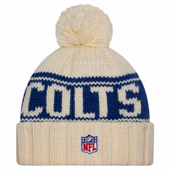 Indianapolis Colts New Era Women's 2024 Sideline Cuffed Knit Hat with Pom - Cream sale