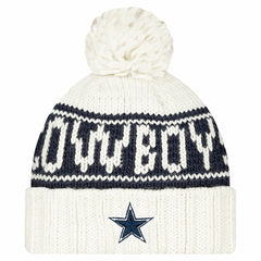 Dallas Cowboys New Era Women's 2024 Sideline Cuffed Knit Hat with Pom - White sale