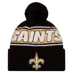 New Orleans Saints New Era Youth 2024 Sideline Sport Cuffed Knit Hat with Pom - Black discount