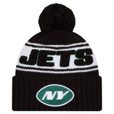 New York Jets New Era Youth 2024/25 Sideline Cuffed Knit Hat with Pom - Black discount