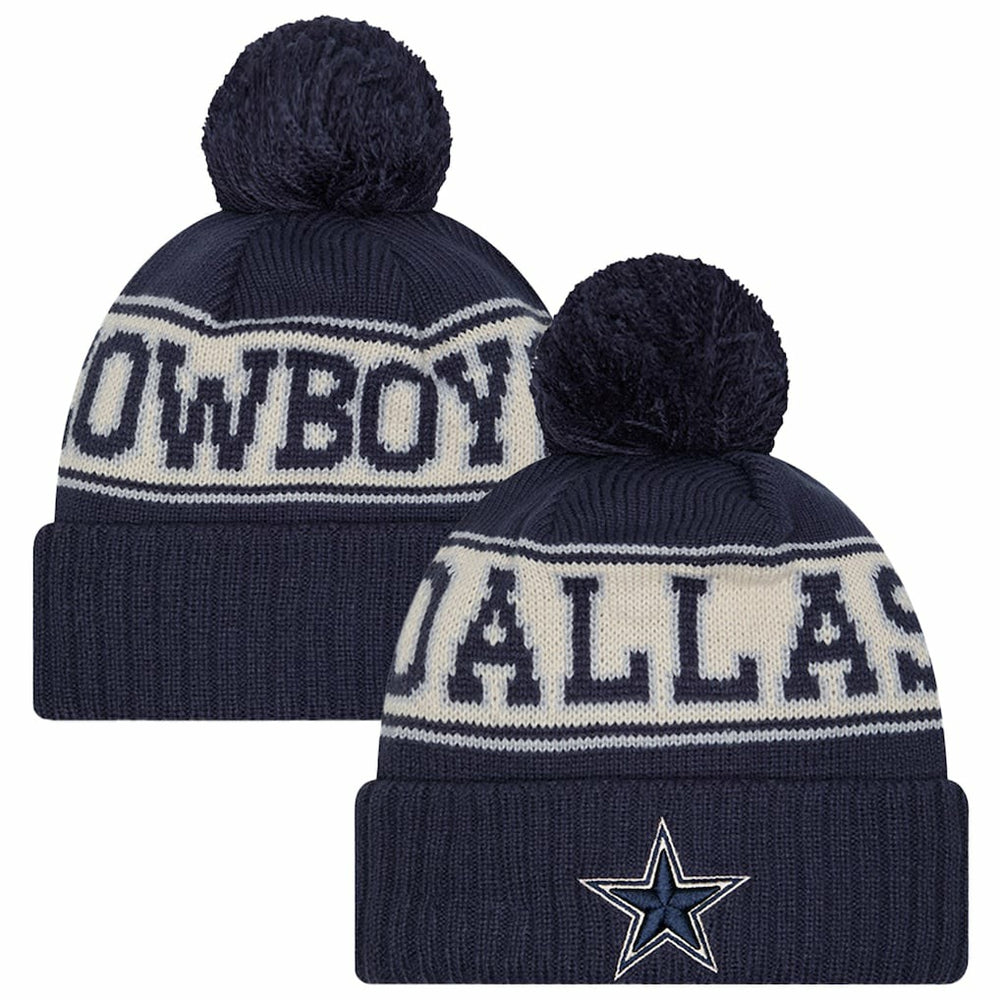 Dallas Cowboys New Era Retro Cuffed Knit Hat with Pom - Navy on sale