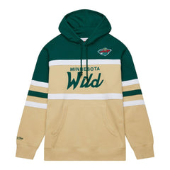 Minnesota Wild Mitchell & Ness Head Coach Pullover Hoodie - Cream/Green Hoodies