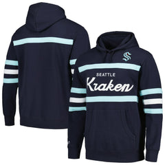 Seattle Kraken Mitchell & Ness Head Coach Pullover Hoodie - Deep Sea Blue Hoodies