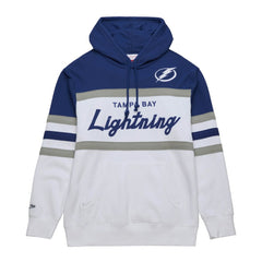 Tampa Bay Lightning Mitchell & Ness Head Coach Pullover Hoodie - White/Blue Hoodies