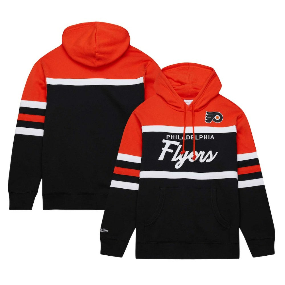 Philadelphia Flyers Mitchell & Ness Head Coach Pullover Hoodie - Black/Orange Hoodies