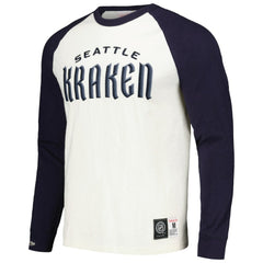 Seattle Kraken Mitchell & Ness Legendary Slub Vintage Raglan Long Sleeve T-Shirt - Cream T-shirts