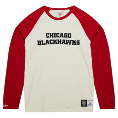 Chicago Blackhawks Mitchell & Ness Legendary Slub Vintage Raglan Long Sleeve T-Shirt - Cream T-shirts
