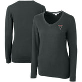Atlanta Falcons Cutter & Buck Women's Throwback Logo Lakemont Tri-Blend V-Neck Pullover Sweater - Heather Charcoal discount