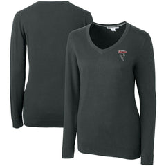 Atlanta Falcons Cutter & Buck Women's Throwback Logo Lakemont Tri-Blend V-Neck Pullover Sweater - Heather Charcoal discount