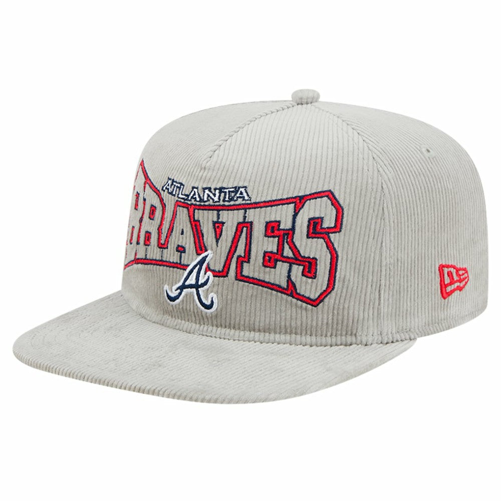 Atlanta Braves Gray Corduroy Golfer Snapback Hat