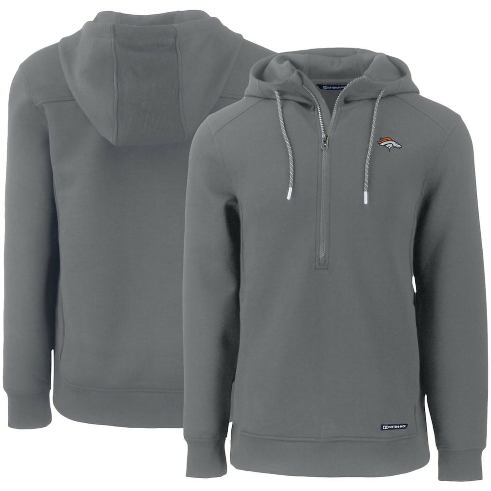 Denver Broncos Cutter & Buck Primary Mark Roam Eco Recycled Half-Zip Pullover Hoodie - Gray on sale