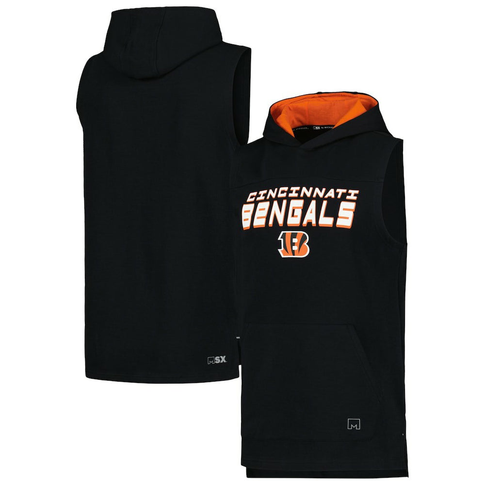 Cincinnati Bengals MSX by Michael Strahan Captain Sleeveless Hoodie T-Shirt - Black sale