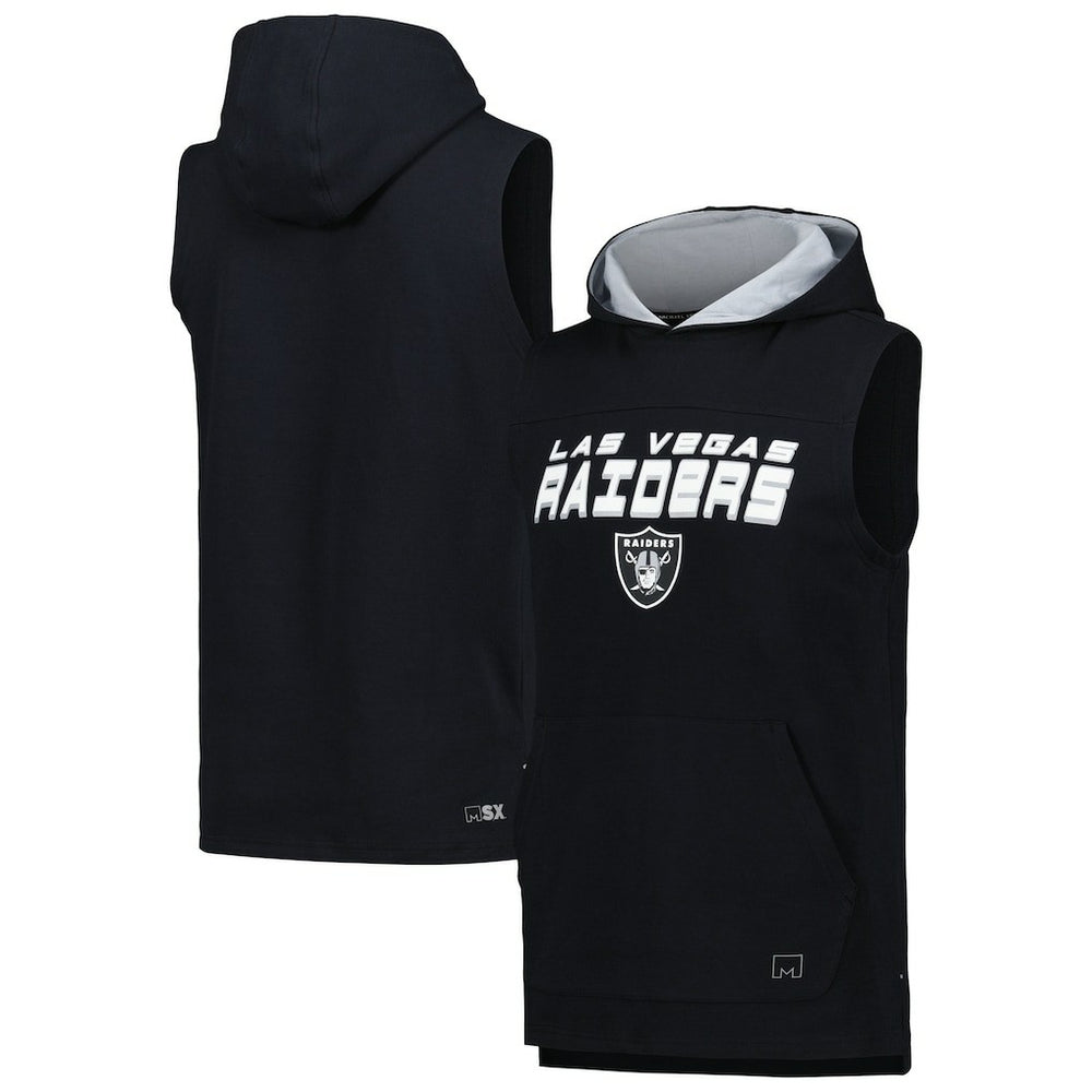 Las Vegas Raiders MSX by Michael Strahan Captain Sleeveless Hoodie T-Shirt - Black for sale