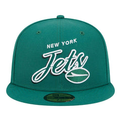 New York Jets New Era Script Sided 59FIFTY Fitted Hat - Green for sale