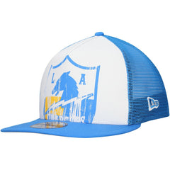 New Era Los Angeles Chargers Distressed 9FIFTY A-Frame Snapback Hat - White/Powder Blue discount