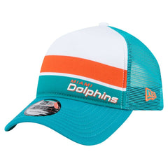 Miami Dolphins New Era Color-Block 9FORTY A-Frame Trucker Adjustable Hat - White/Aqua online