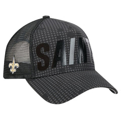 New Orleans Saints New Era Midnight Ink Tonal Text A-Frame Trucker 9FORTY Adjustable Hat - Black sale