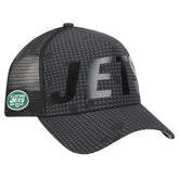 New York Jets New Era Throwback Midnight Ink Tonal Text A-Frame Trucker 9FORTY Adjustable Hat - Black cheap