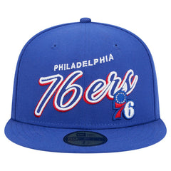 Philadelphia 76ers Sport Night Script Sided 59FIFTY Fitted Hat - Royal sale