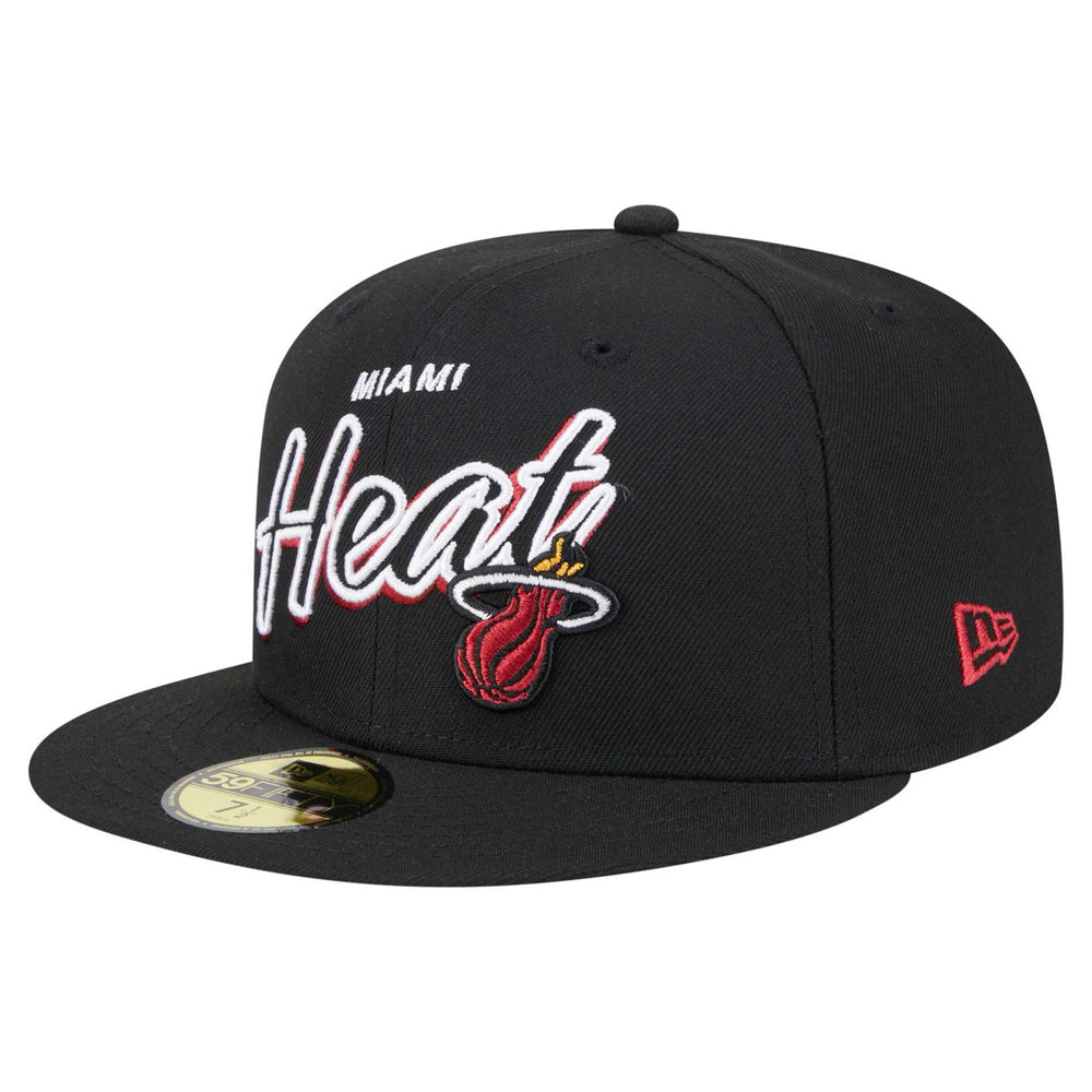 Miami Heat Sport Night Script Sided 59FIFTY Fitted Hat - Black discount