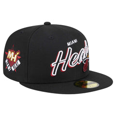 Miami Heat Sport Night Script Sided 59FIFTY Fitted Hat - Black discount