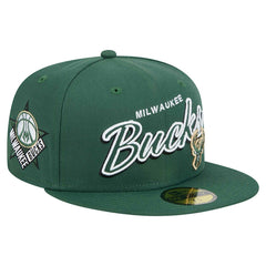 Milwaukee Bucks Sport Night Script Sided 59FIFTY Fitted Hat - Hunter Green discount