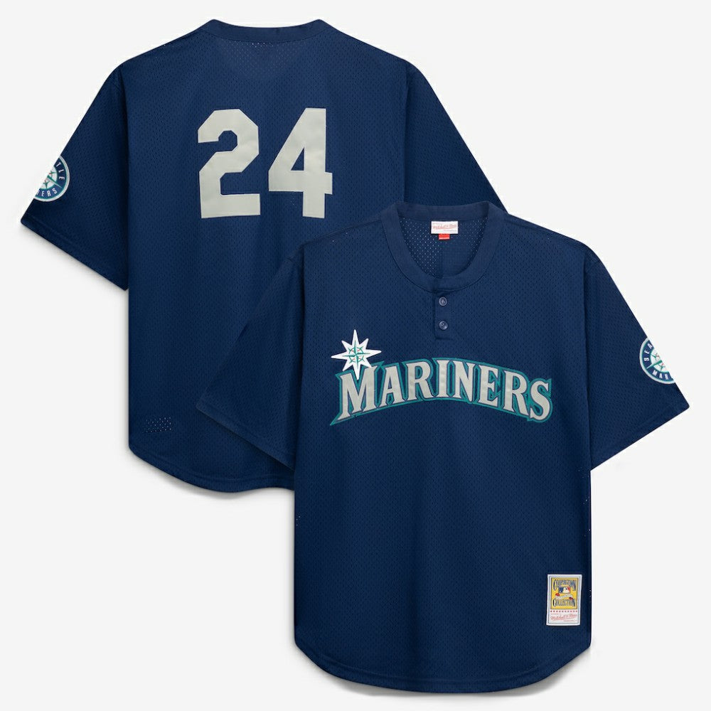 Seattle Mariners Big & Tall Cooperstown Collection Mesh Batting Practice Jersey Navy