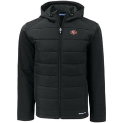 San Francisco 49ers Cutter & Buck Big & Tall Evoke Hybrid Eco Softshell Recycled Full-Zip Hooded Jacket - Black online