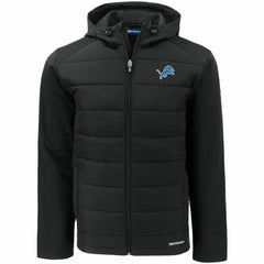 Detroit Lions Cutter & Buck Evoke PrimaLoft Hybrid Eco Softshell Recycled Full-Zip Hooded Jacket - Black for sale