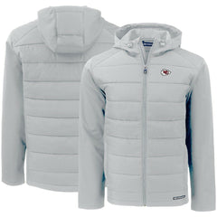 Kansas City Chiefs Cutter & Buck Evoke PrimaLoft Hybrid Eco Softshell Recycled Full-Zip Hooded Jacket - Gray for sale