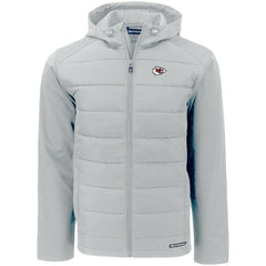 Kansas City Chiefs Cutter & Buck Evoke PrimaLoft Hybrid Eco Softshell Recycled Full-Zip Hooded Jacket - Gray for sale