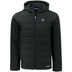 New Orleans Saints Cutter & Buck Evoke PrimaLoft Hybrid Eco Softshell Recycled Full-Zip Hooded Jacket - Black for sale