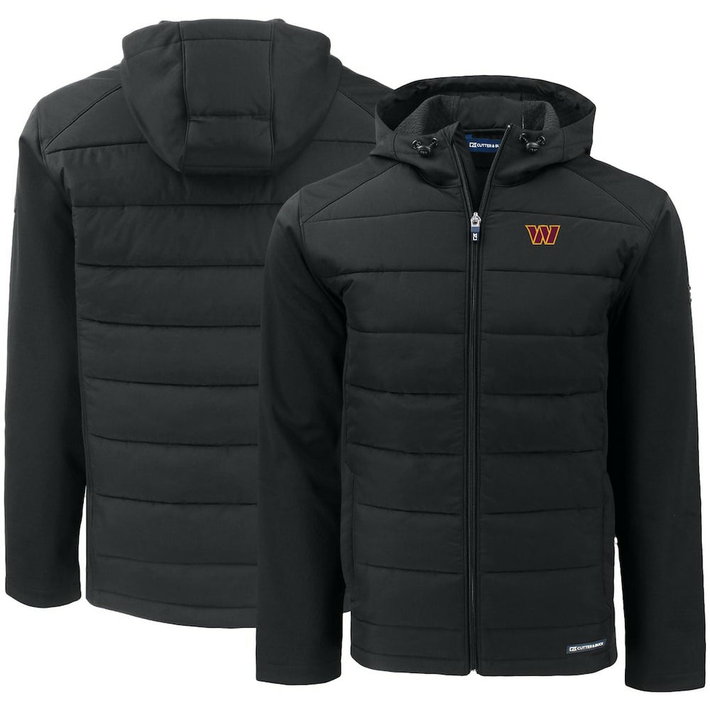 Washington Commanders Cutter & Buck Evoke PrimaLoft Hybrid Eco Softshell Recycled Full-Zip Hooded Jacket - Black sale