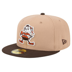 Cleveland Browns New Era Throwback Logo Main 59FIFTY Fitted Hat - Tan for sale