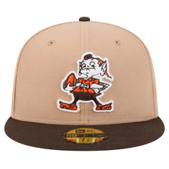 Cleveland Browns New Era Throwback Logo Main 59FIFTY Fitted Hat - Tan for sale