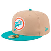 Miami Dolphins New Era Throwback Logo Main 59FIFTY Fitted Hat - Tan sale
