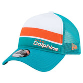 Miami Dolphins New Era Youth Sport Night Color Block 9FORTY A-Frame Trucker Adjustable Hat - Aqua outlet