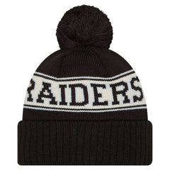 Las Vegas Raiders Youth New Era Retro Cuffed Knit Hat with Pom - Black outlet