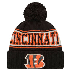 Cincinnati Bengals Youth New Era Retro Cuffed Knit Hat with Pom - Black outlet
