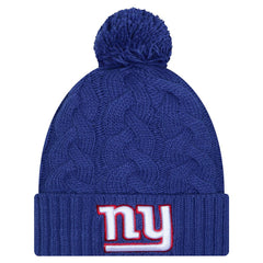 New York Giants New Era Girls Youth Cabled Cuffed Knit Hat with Pom - Royal discount