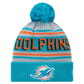 Miami Dolphins New Era Youth Main Cuffed Knit Hat with Pom - Aqua outlet